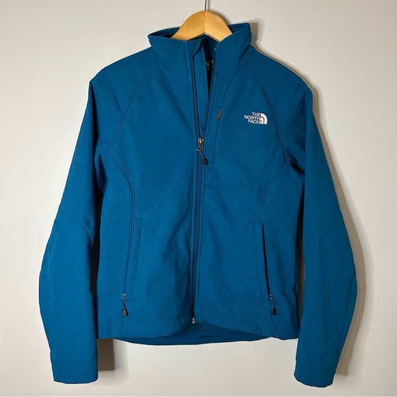 The North Face TNF Softshell Women's Windwall Jacket Blue Floral - Picture 1 of 9